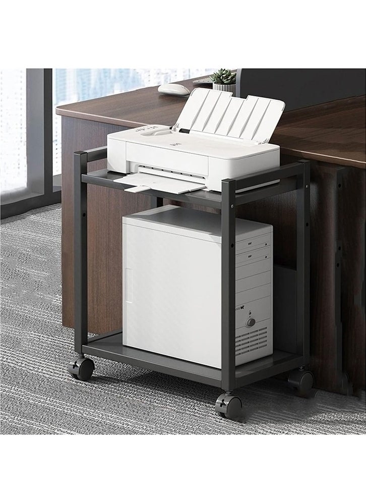 ZUCNG - ZUCNG Printer Stand 2 Tier, Mobile Printer Table with Storage Shelf and Steel Frame, Rolling Printer Cart Holder with Lockable Wheels for Home Office (Black) - Image 1