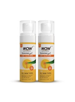 WOW Skin Science Sunscreen Gel For All Skin Types | SPF 55 PA++++ | With Glutathione & Aloe Vera Extract | Lightweight | Quick Absorbing | No White Cast | UVA & UVB Protection | 50 ml | Pack of 2