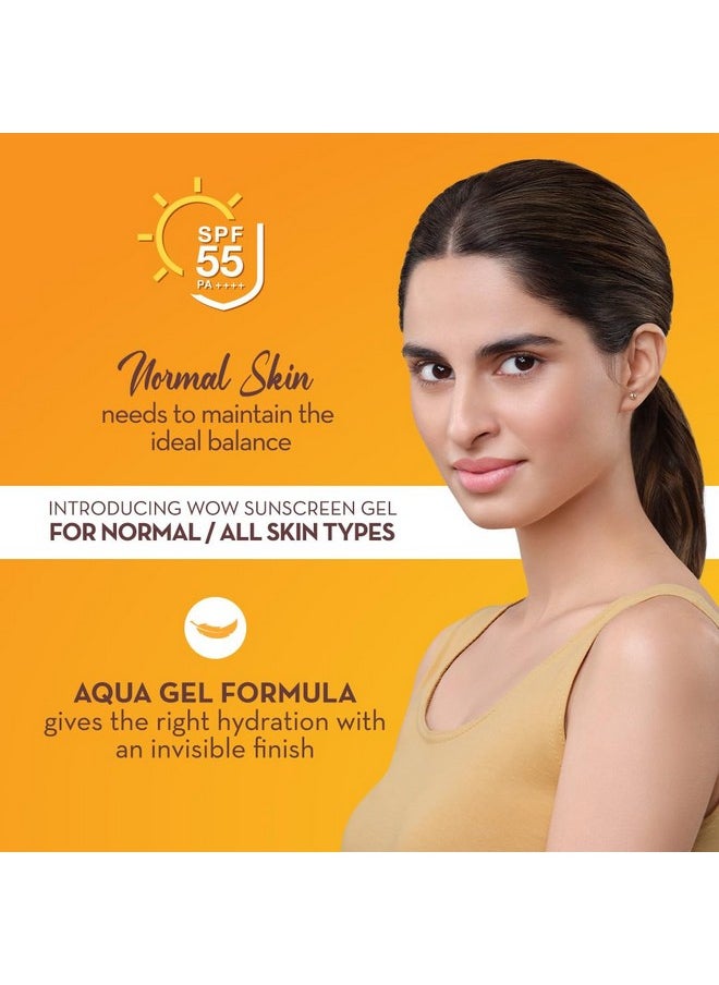 WOW Skin Science - WOW Skin Science Sunscreen Gel For All Skin Types | SPF 55 PA++++ | With Glutathione & Aloe Vera Extract | Lightweight | Quick Absorbing | No White Cast | UVA & UVB Protection | 50 ml | Pack of 2 - Image 1