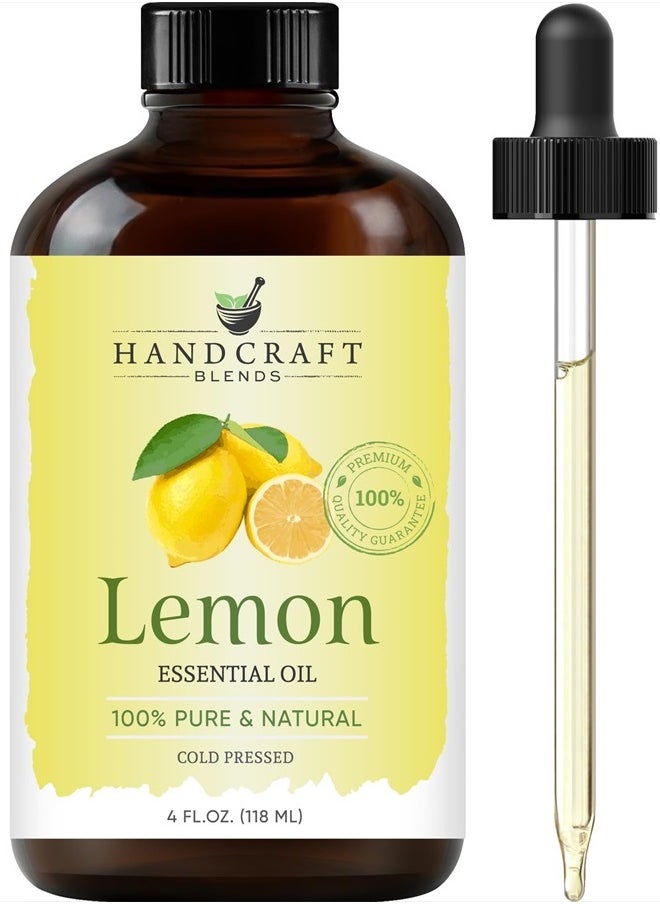 handcraft Blends Lemon Essential Oil - Huge 4 Fl Oz - 100% Pure and Natural - Premium Grade with Glass Dropper  - Image 1