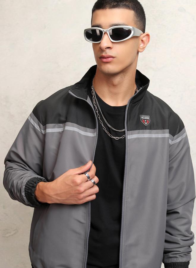 HIGHLANDER Color Block High Neck Windbreaker Jacket by Styli  - Image 1