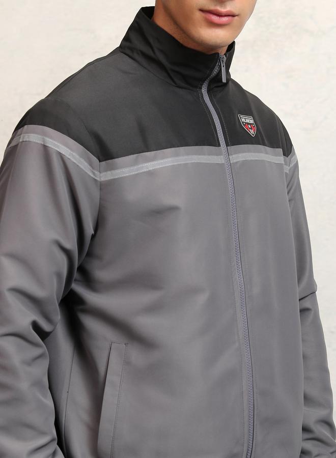 HIGHLANDER Color Block High Neck Windbreaker Jacket by Styli  - Image 2