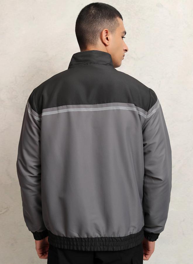 HIGHLANDER Color Block High Neck Windbreaker Jacket by Styli  - Image 3