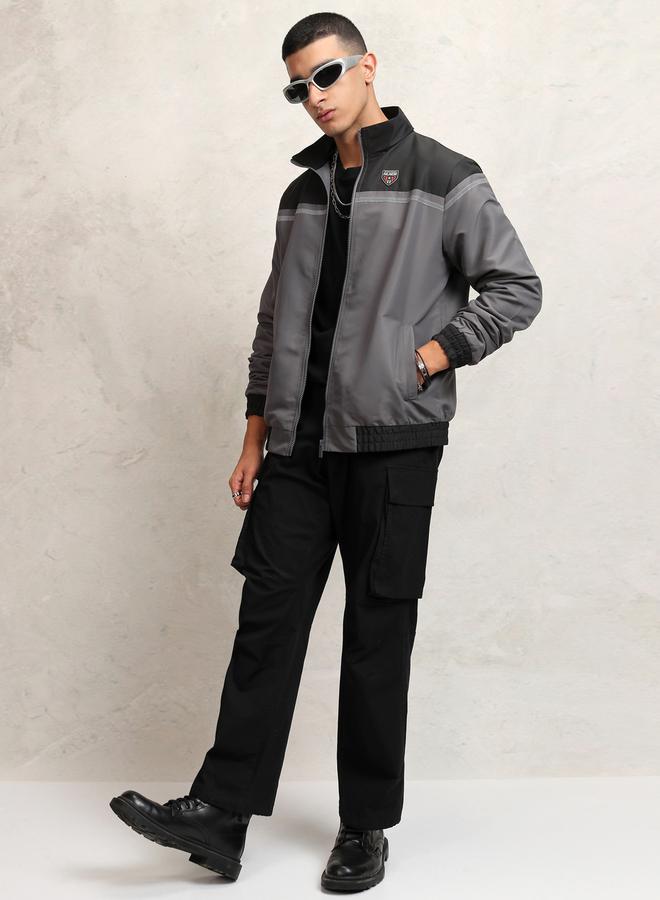 HIGHLANDER Color Block High Neck Windbreaker Jacket by Styli  - Image 4