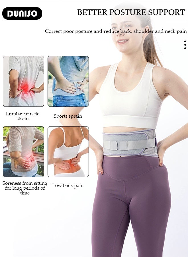 DUNISO Waist Support Belt, Back Pain Protection Belt,Lightweight Waist Support Device, Balance Posture Support Device Suitable for Both Men and Women, Waist Support Decompression Belt, Waist Support Protective Gear, Waist Support Device, Protective Equipment, Adjustable Posture Corrector, Waist-Protective Running and Weight Lifting Belt, Breathable - Image 3