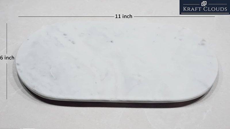 KRAFT CLOUDS KRAFT CLOUDS White Marble TrayStone Platter for Kitchen Dining TableServer for Desserts Snacks BiscuitsTray for Decorating Dressing Table Holding Jewelleries  - Image 4
