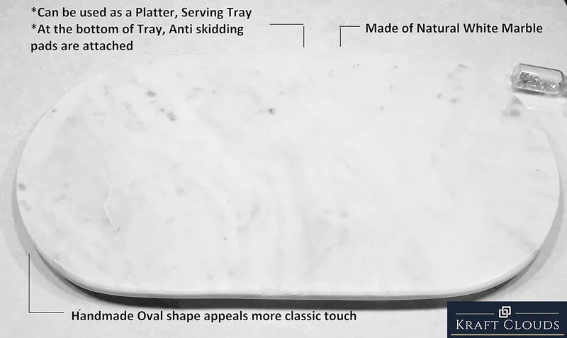 KRAFT CLOUDS KRAFT CLOUDS White Marble TrayStone Platter for Kitchen Dining TableServer for Desserts Snacks BiscuitsTray for Decorating Dressing Table Holding Jewelleries  - Image 5