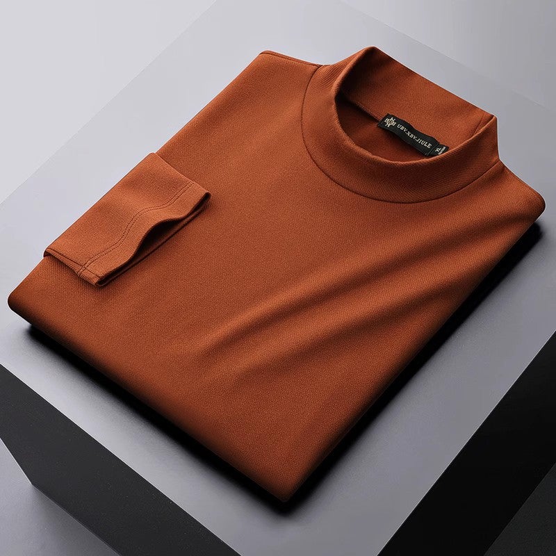 Double-Sided Velvet Long-Sleeved T-Shirt For Men In Autum 2023 New Warm And Versatile Bottoming Shirt Casual Half Turtleneck Top Trbottomy Brand - Image 1