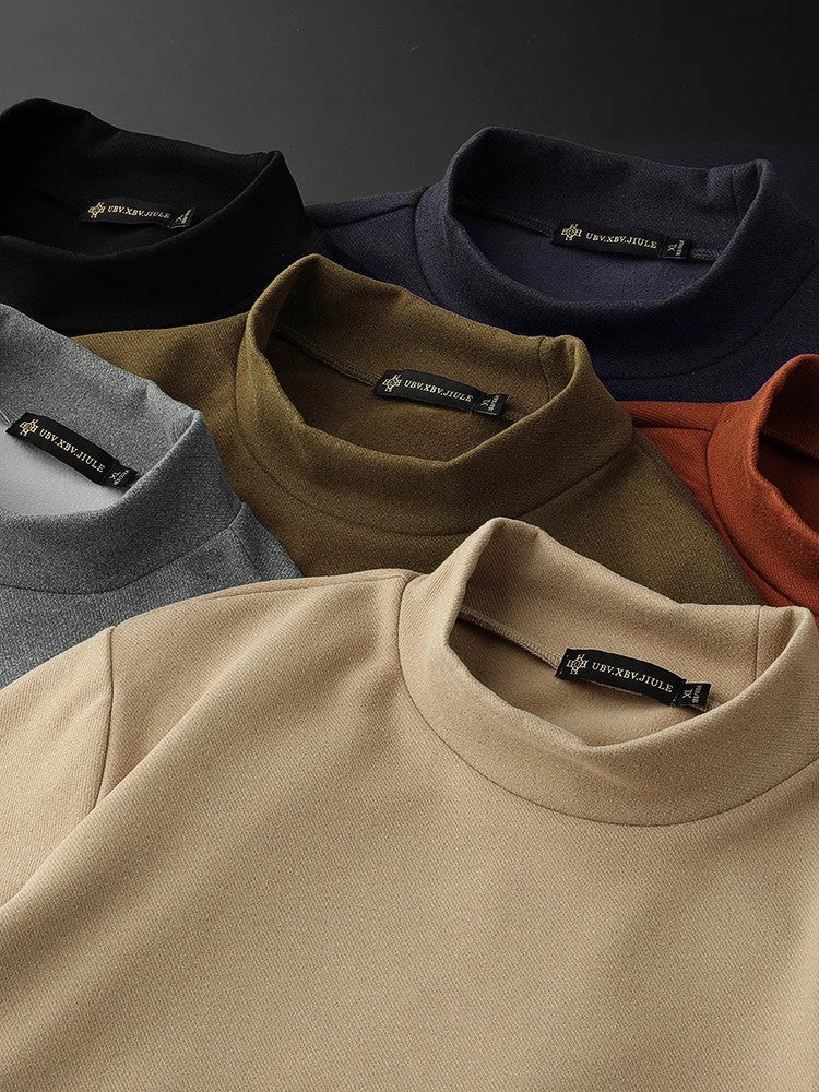 Double-Sided Velvet Long-Sleeved T-Shirt For Men In Autum 2023 New Warm And Versatile Bottoming Shirt Casual Half Turtleneck Top Trbottomy Brand - Image 3