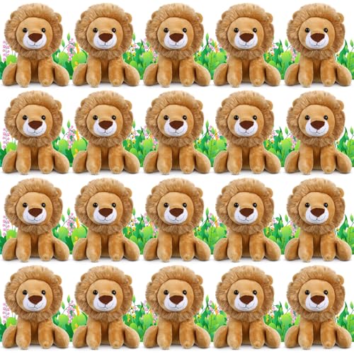 VercanMonth 20 Pieces Lion Plush Set 6 Inches Cuddly Lion Stuffed Animal Small Stuffed Animals Bulk for Boys Girls Birthday Favors Gifts Forest Decor Birthday Classroom Prizes - Image 1