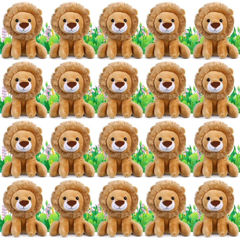 VercanMonth 20 Pieces Lion Plush Set 6 Inches Cuddly Lion Stuffed Animal Small Stuffed Animals Bulk for Boys Girls Birthday Favors Gifts Forest Decor Birthday Classroom Prizes - Image 3
