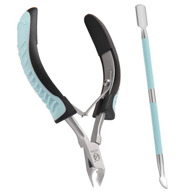 IVON Cuticle Trimmer with Pusher Cuticle Cutter Remover Rubber Nonslip Handle