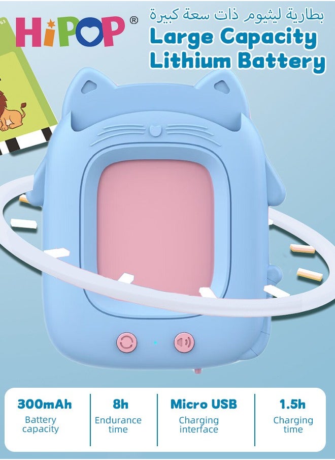 HIPOP Talking Flash Cards Learning Toys for Toddlers, Arabic and English Bilingual Learning  Machine with 122 Cards and 224 Content, Audible Educational Toys for Boys and Girls, Blue Cute Cat Shape  - Image 4