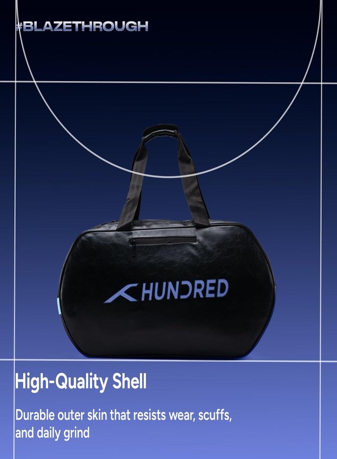 Hundred Trail Blazer Duffle Kit Bag | Spacious Sports Bag with Large Compartment for Rackets, Shoes & Gear | Additional Drawstring Shoe Bag Free | Ideal for Sports, Gym & Travel (Black) - Image 2