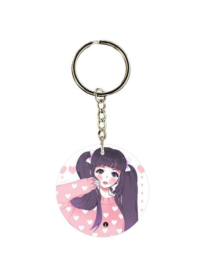 Cartoon Girl Printed Keychain