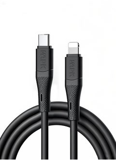 WAPIK Korean Brand USB C to Lightning Data Cable 2M Silicone Fireproof Pure Copper Core, Supports 100W Fast Charging, Compatible with iPhone, iPad, and Other Apple Devices (Black)  - Image 1