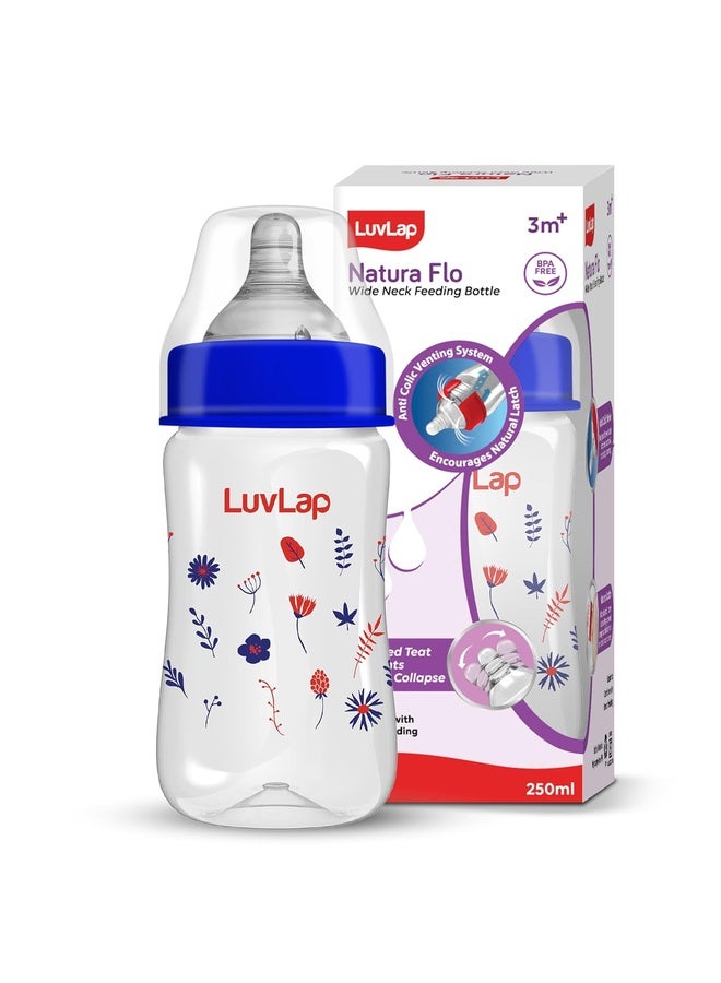 Luvlap Anti-Colic Wide Neck Natura Flo Baby Feeding Bottle, 250ml, New Born / Infants / Toddler upto 3 years, Floral, BPA Free - Image 1
