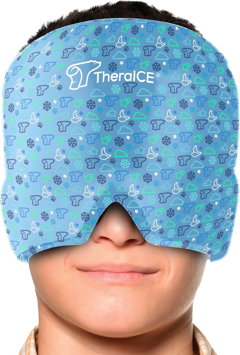 TheraICE TheraICE Migraine Relief Cap Junior, Soothing Headache Boo Boo Ice Pack Mask Products, Cooling Gel Hat JR, Face Cold Compress Head Wrap for Bumps, Bruises and Cooling temperatures