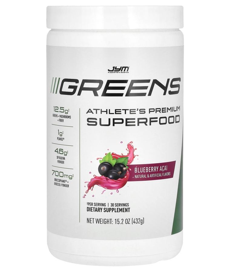 JYM Supplement Science Greens Athlete's Premium Superfood Blueberry Acai 15.2 oz (432 g)