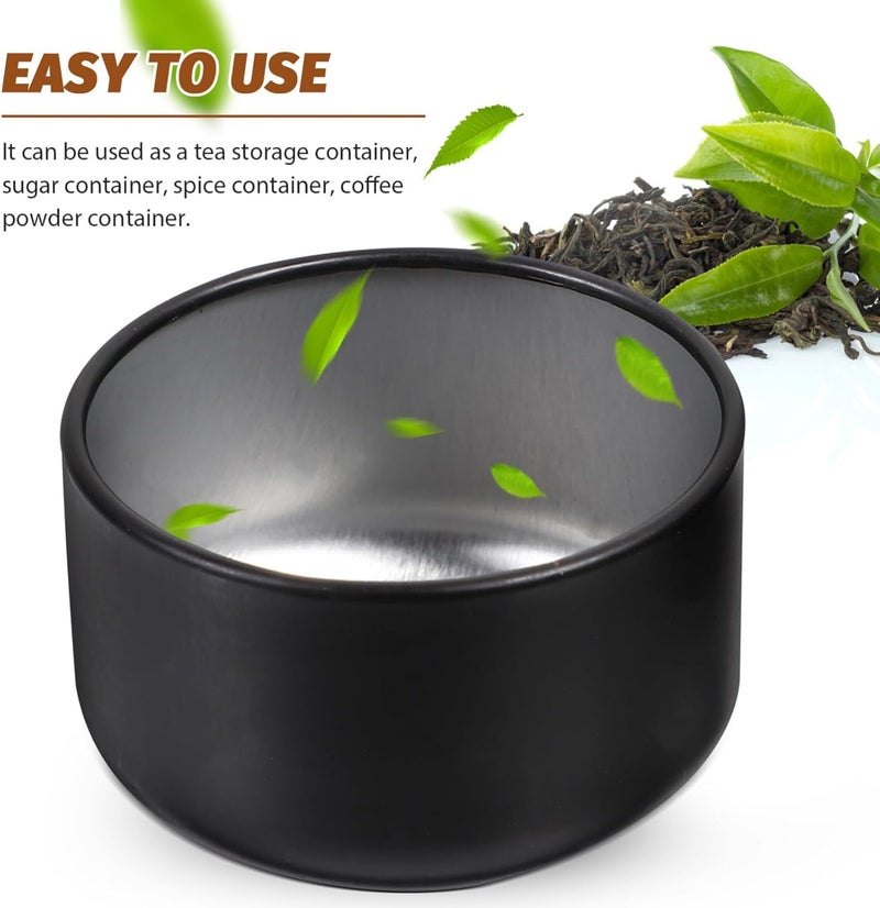 10pcs Black Tinplate Tea Canisters Sealed Storage Jars for Loose Leaf Tea Coffee and Spices 50ml Portable Airtight Containers for Home and Travel - Image 5