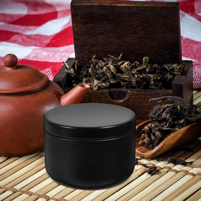 10pcs Black Tinplate Tea Canisters Sealed Storage Jars for Loose Leaf Tea Coffee and Spices 50ml Portable Airtight Containers for Home and Travel - Image 3
