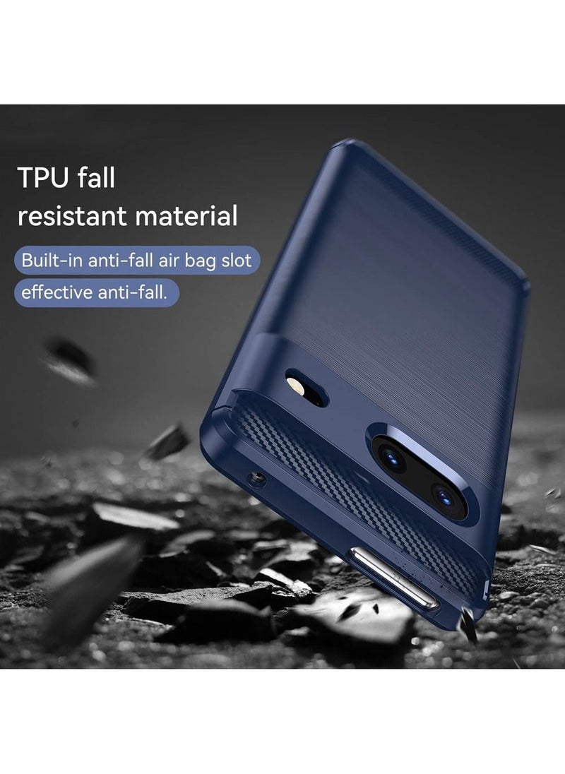 CATANES - Google Pixel 7 Case Slim Soft TPU Brushed Carbon Fiber Anti-Fingerprint Shockproof Cover Dark Blue - Image 1