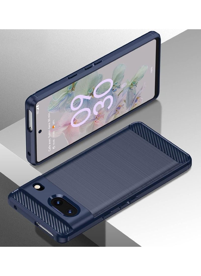 CATANES - Google Pixel 7 Case Slim Soft TPU Brushed Carbon Fiber Anti-Fingerprint Shockproof Cover Dark Blue - Image 1