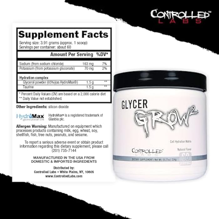 CONTROLLED LABS GlycerGrow 2, Increase Cell Volume and Vascularity, Helps Improve Endurance, Growth, and Recovery, Helps Maintain Workout Intensity, 60 Servings, Unflavored - Image 4