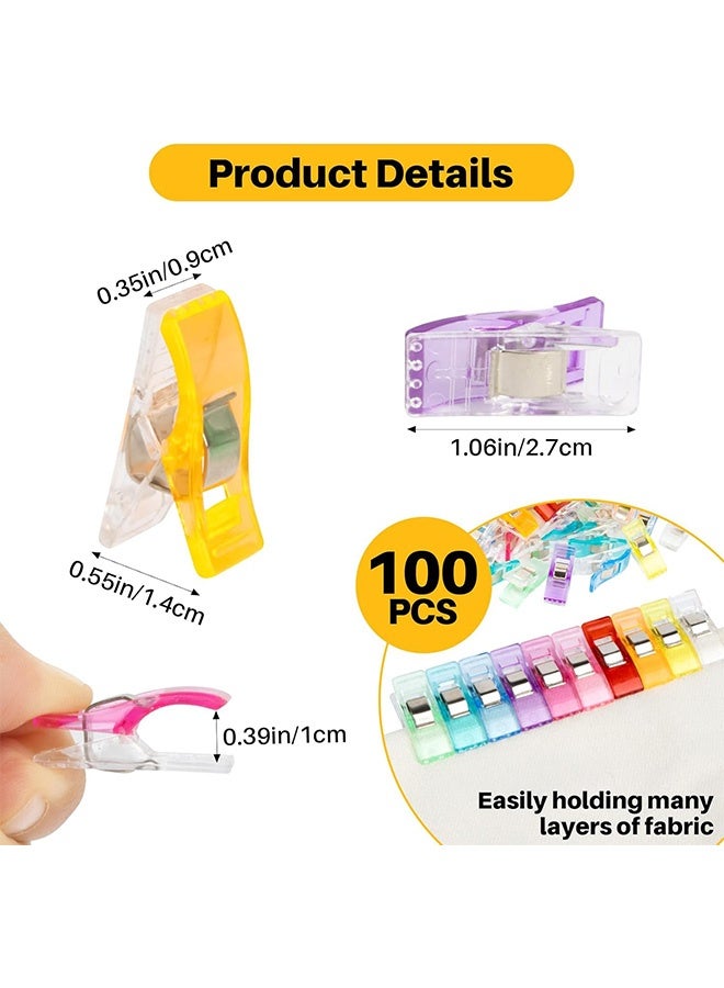 Multipurpose Sewing Clips Premium Quilting Clips Assorted Colors Fabric Clips for Sewing Supplies, Sewing Fasteners Clips, Quilting Accessories Crafting Tools (100Pcs,random color) - Image 2