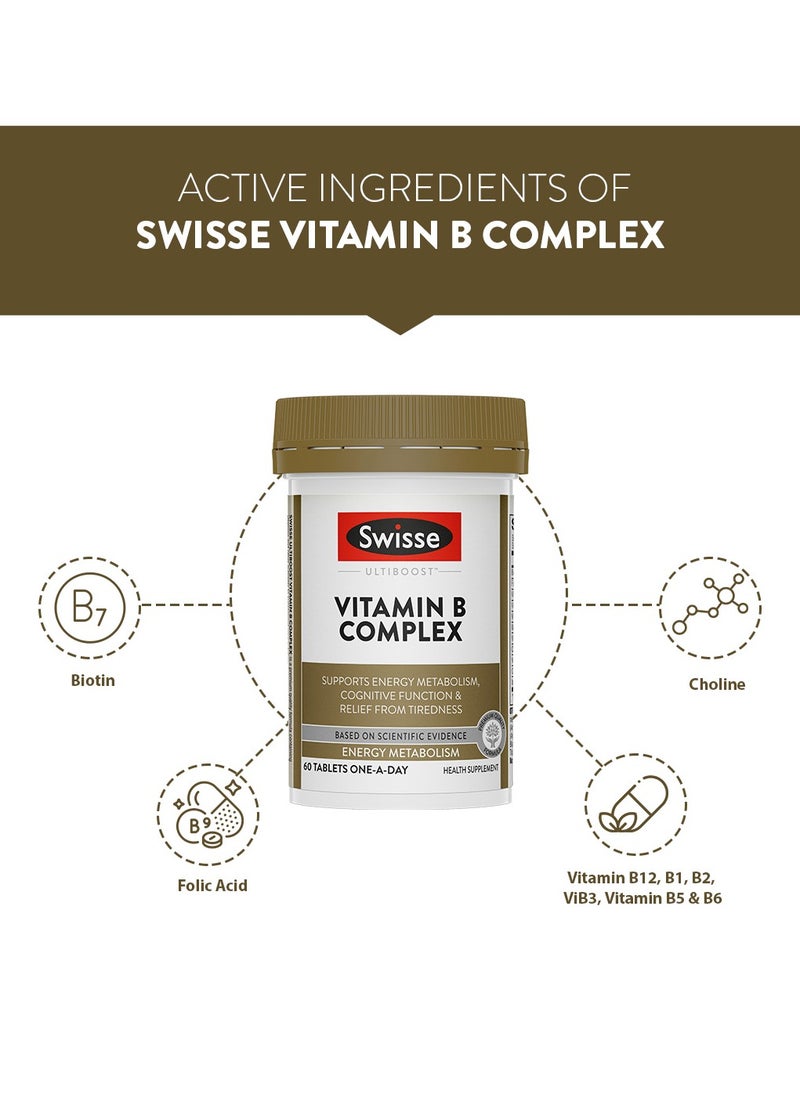 Vitamin B Complex Supports Energy Metabolism, Cognitive Function And Relief From Tiredness,Energy Metabolism, One a Day - 60 Tablets
