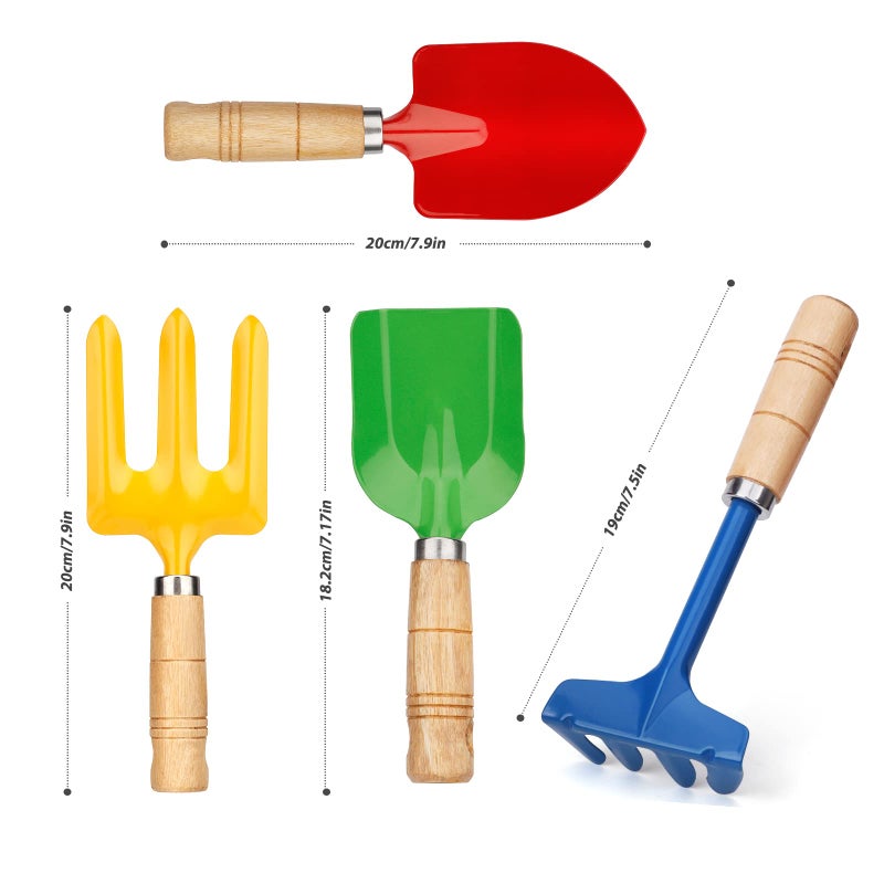 Anzmtosn Beach Toy Scoop Sand Spade, Kids Small Garden Tool Set Toy, Rake, Spade, Hoe and Leaf Rake, Beach Shovels Spade Toy, Stainless Steel Sturdy Sandbox Kit Essential Beach Gear Accessories, 4 Pack - Image 3