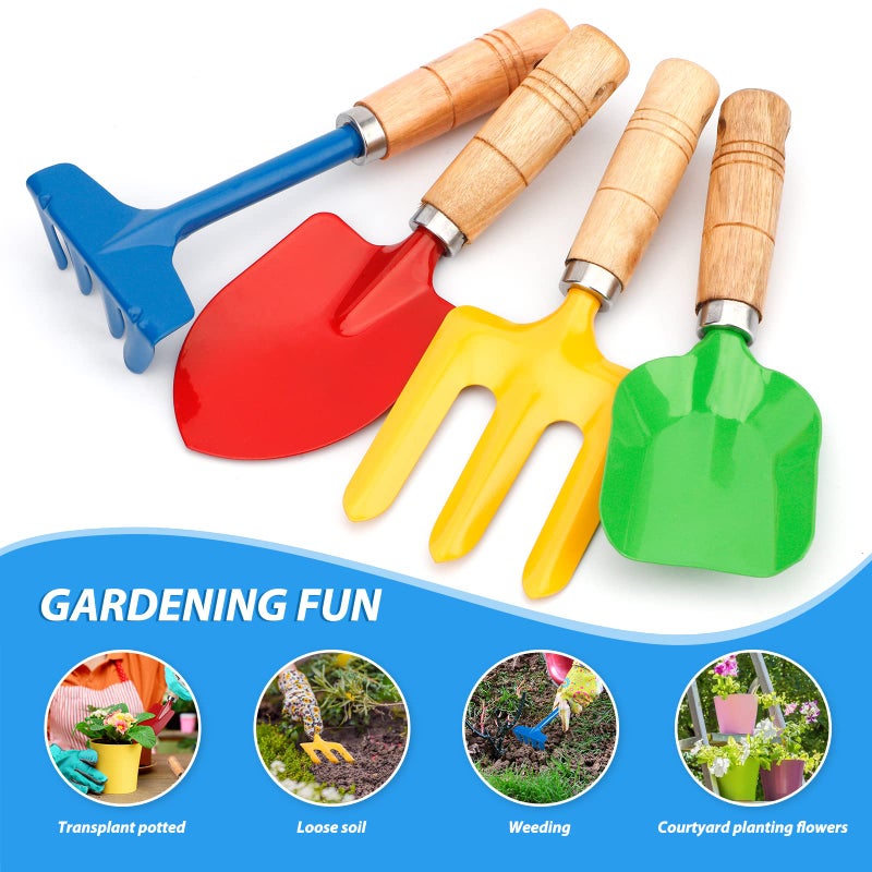 Anzmtosn Beach Toy Scoop Sand Spade, Kids Small Garden Tool Set Toy, Rake, Spade, Hoe and Leaf Rake, Beach Shovels Spade Toy, Stainless Steel Sturdy Sandbox Kit Essential Beach Gear Accessories, 4 Pack - Image 2