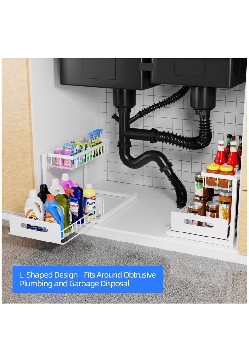 MIXDE Multi-Use Metal 2-Tier Sliding Under Sink Cabinet Organizer and Pull-Out Cabinet, Kitchen Spice Storage Shelf  - Image 4