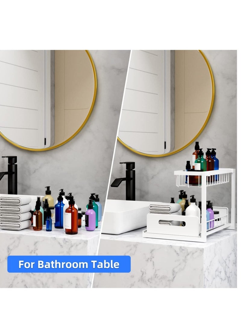 MIXDE Multi-Use Metal 2-Tier Sliding Under Sink Cabinet Organizer and Pull-Out Cabinet, Kitchen Spice Storage Shelf  - Image 5