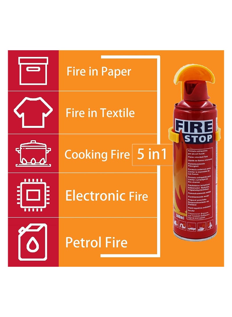 Portable Lightweight 500ML Fire Spray, Car Fire Extinguisher,Stay Safe 5-in-1 Fire Extinguisher, Extinguishing Water Based Spray,For Home, Kitchen,Car, Garage,Boat,Easy to Carry,500ML, Pack of 1 - Image 5