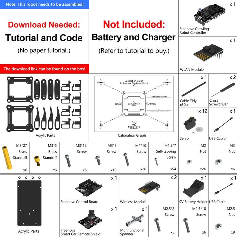 Freenove Quadruped Robot Kit with Remote (Compatible with Arduino IDE), Walking Crawling Twisting, App Remote Control, Servo STEM Project - Image 2