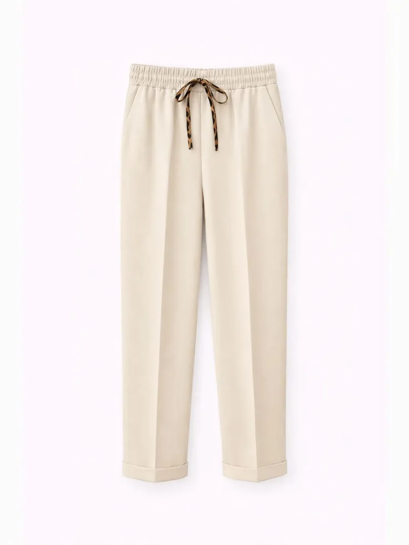 ميكسراي MIXRAY Elastic Waist Cigarette Leg Pants