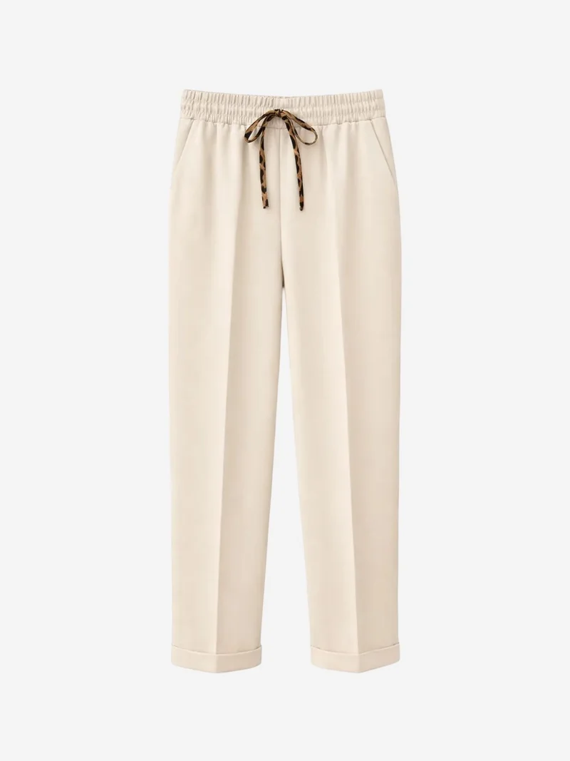 ميكسراي MIXRAY Elastic Waist Cigarette Leg Pants