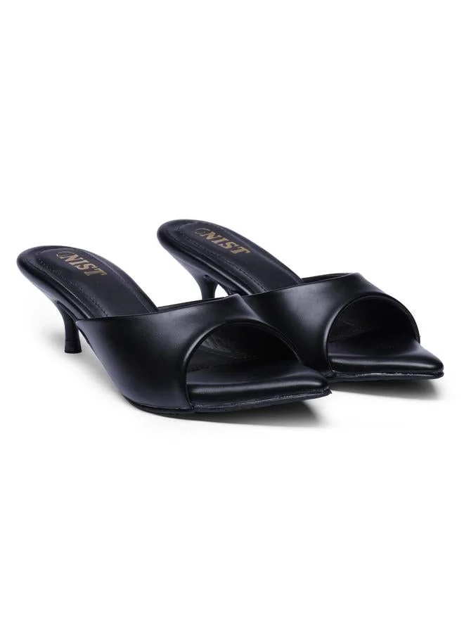 Gnist Black Low Heel Comfort Sandals