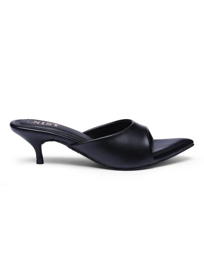 Gnist Black Low Heel Comfort Sandals
