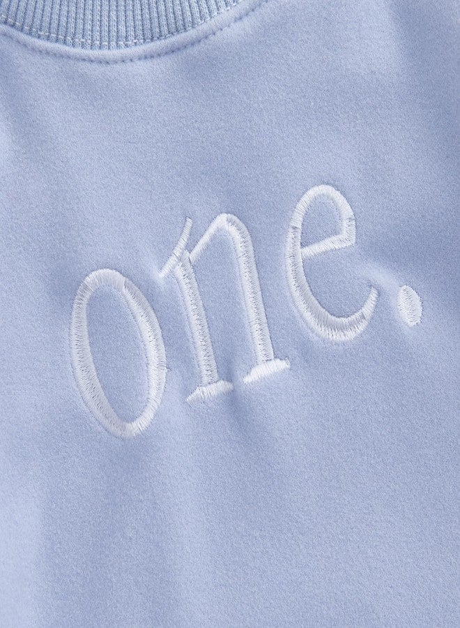 Thilsidee Toddler Baby Boy Girl One/Two Years Birthday Outfit Long Sleeve Embroidery Sweatshirt Shirt Crewneck Pullover Tops (US, Age, 12 Months, 18 Months, A-Blue One) - Image 5