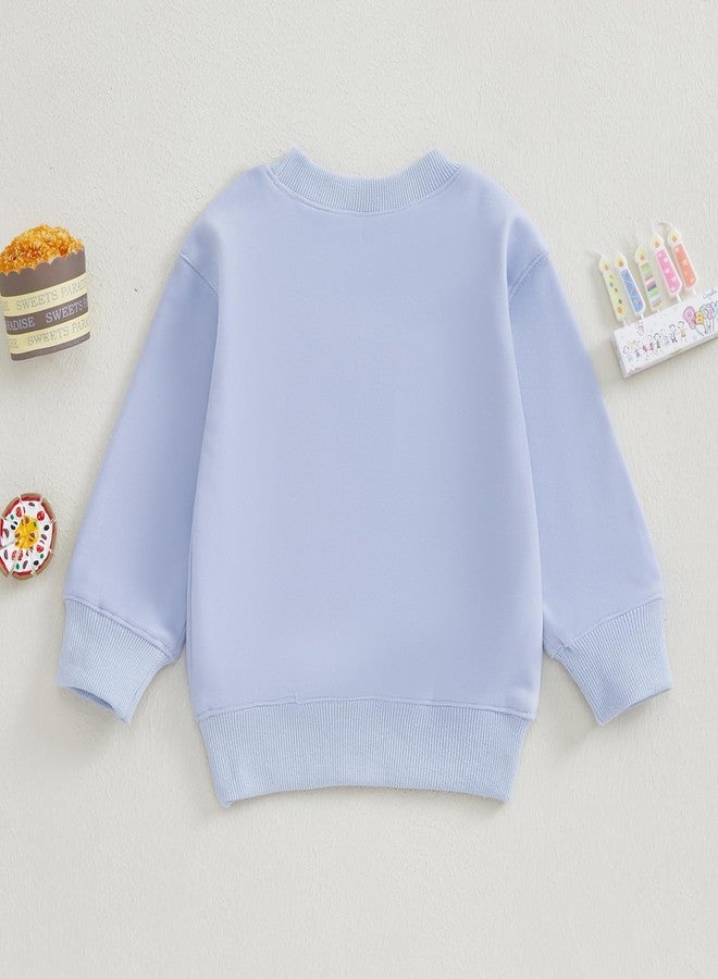 Thilsidee Toddler Baby Boy Girl One/Two Years Birthday Outfit Long Sleeve Embroidery Sweatshirt Shirt Crewneck Pullover Tops (US, Age, 12 Months, 18 Months, A-Blue One) - Image 3