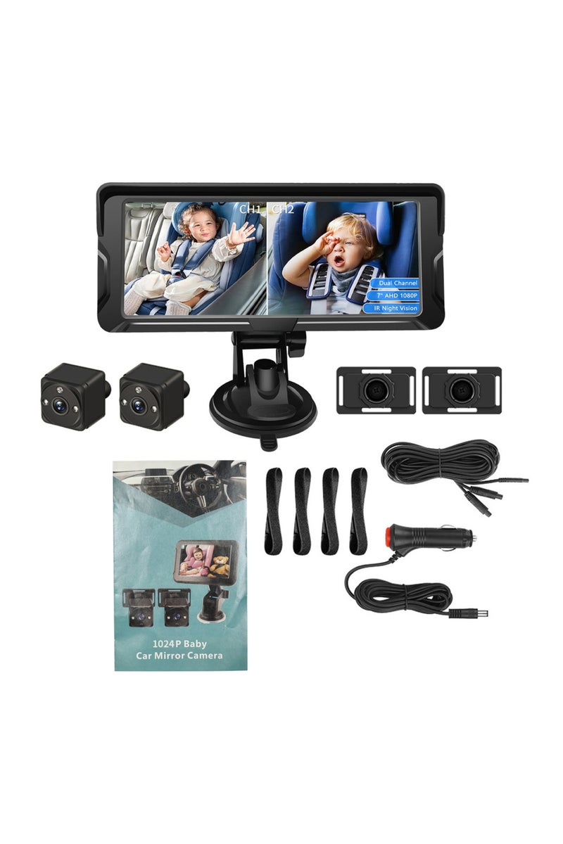 erorex Car Baby Camera Dual Channel 6.8inch 1080P Display with 2 IR Night Camera and 150° Wide View Ang... - Image 1