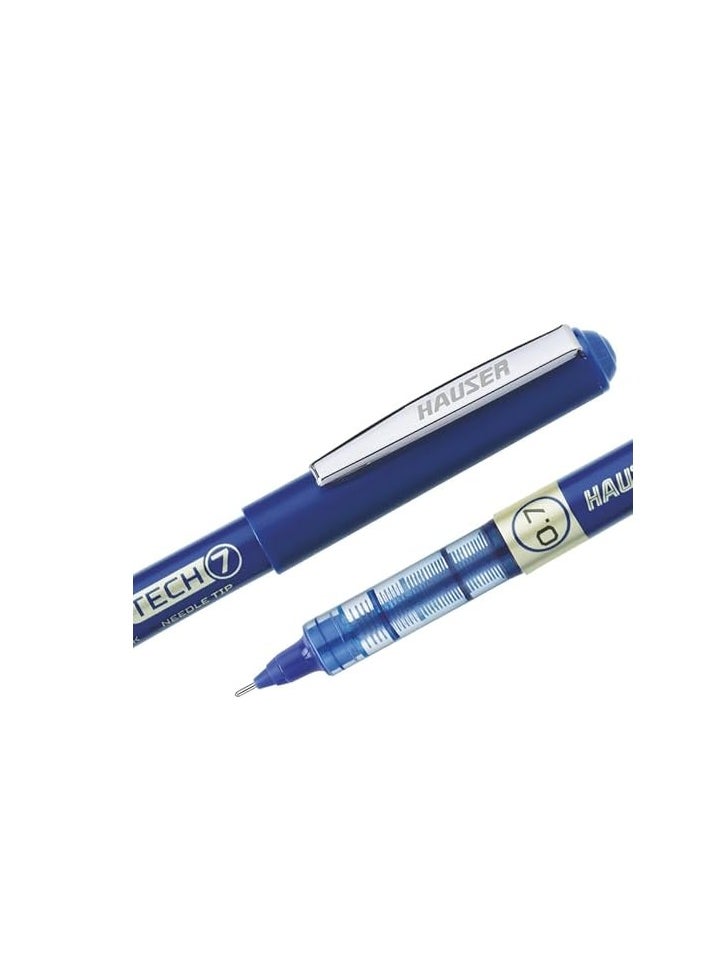 HAUSER Hauser Tech 7 0.7mm Gel Pen Box Pack | Liquid Ink With German Technology | Comfortable Grip With Smudge Free Writing | Sturdy, Refillable Pen | Blue Ink, Pack Of 12  - Image 2