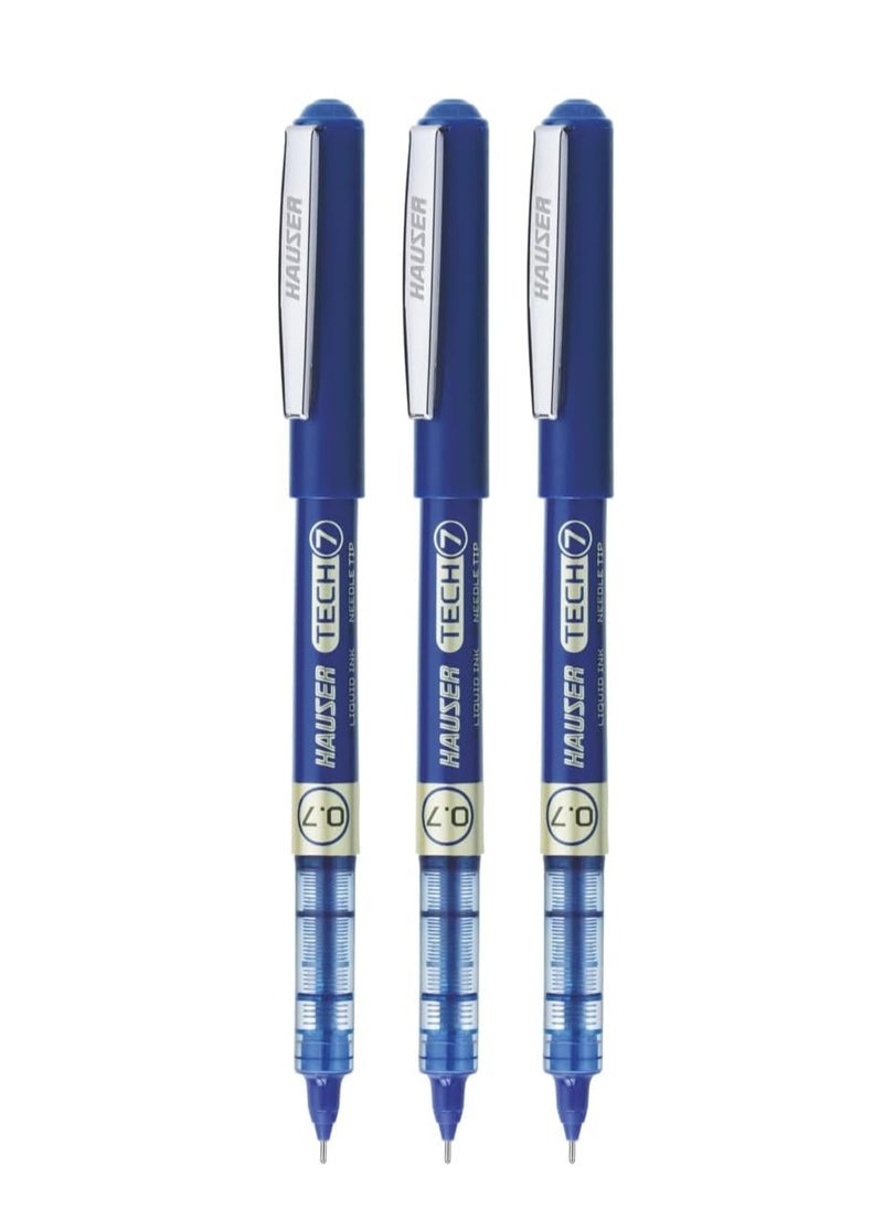 HAUSER Hauser Tech 7 0.7mm Gel Pen Box Pack | Liquid Ink With German Technology | Comfortable Grip With Smudge Free Writing | Sturdy, Refillable Pen | Blue Ink, Pack Of 12  - Image 3