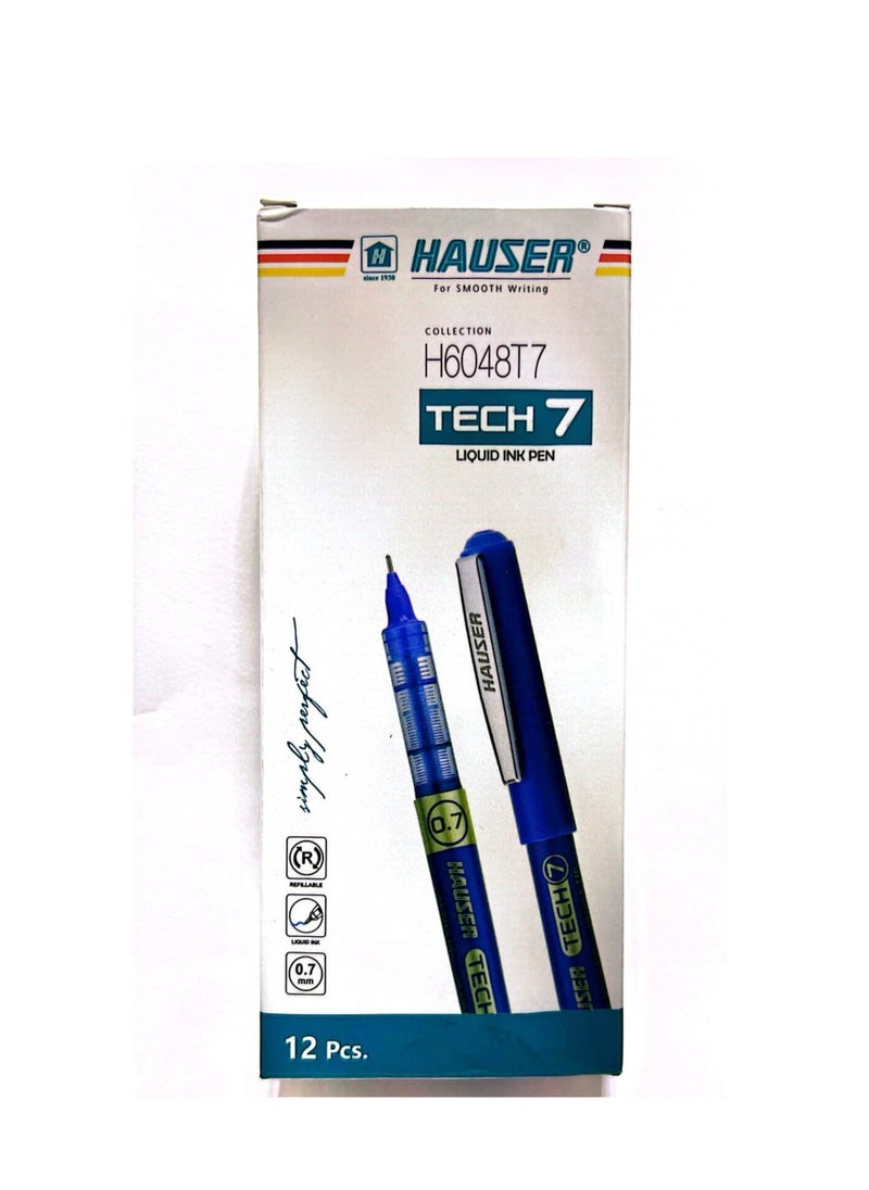 HAUSER Hauser Tech 7 0.7mm Gel Pen Box Pack | Liquid Ink With German Technology | Comfortable Grip With Smudge Free Writing | Sturdy, Refillable Pen | Blue Ink, Pack Of 12  - Image 5