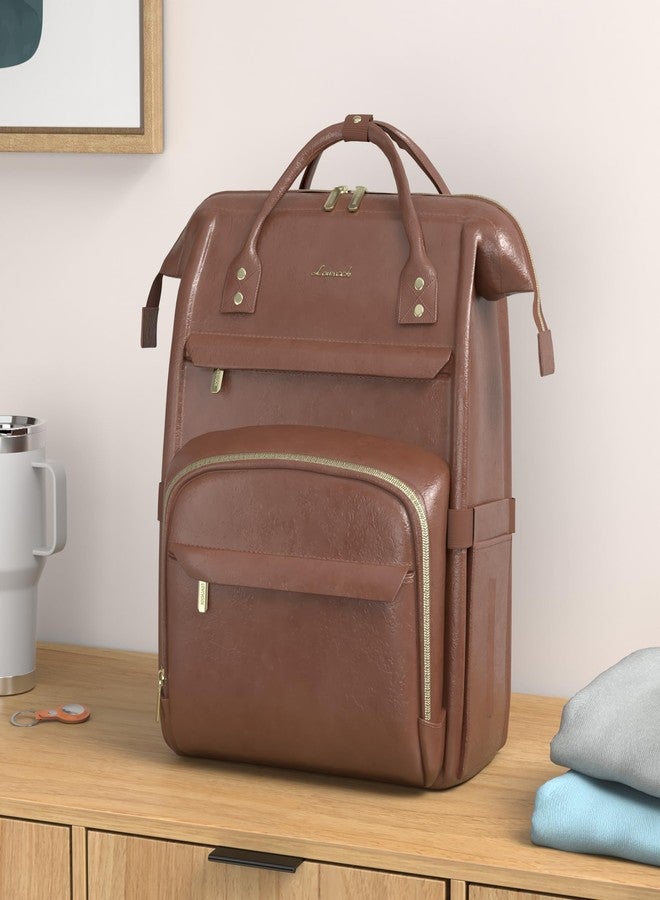 LOVEVOOK Laptop Backpack for Women,Backpack for Women Fashion…, Red Brown, 15.6 Inch, Travel Backpacks - Image 2