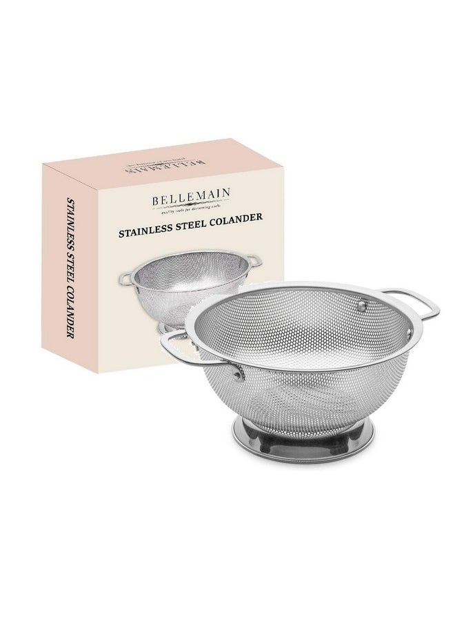 Bellemain Bellemain 3 Qt Metal Colander with Handle | Pasta, Spaghetti, Berry, Fruit, Vegetable, Kitchen Food Strainer Basket | 18/8 Stainless Steel Colander Bowl | Pot Drainer for Cooking, Sifter Strainer  - Image 1