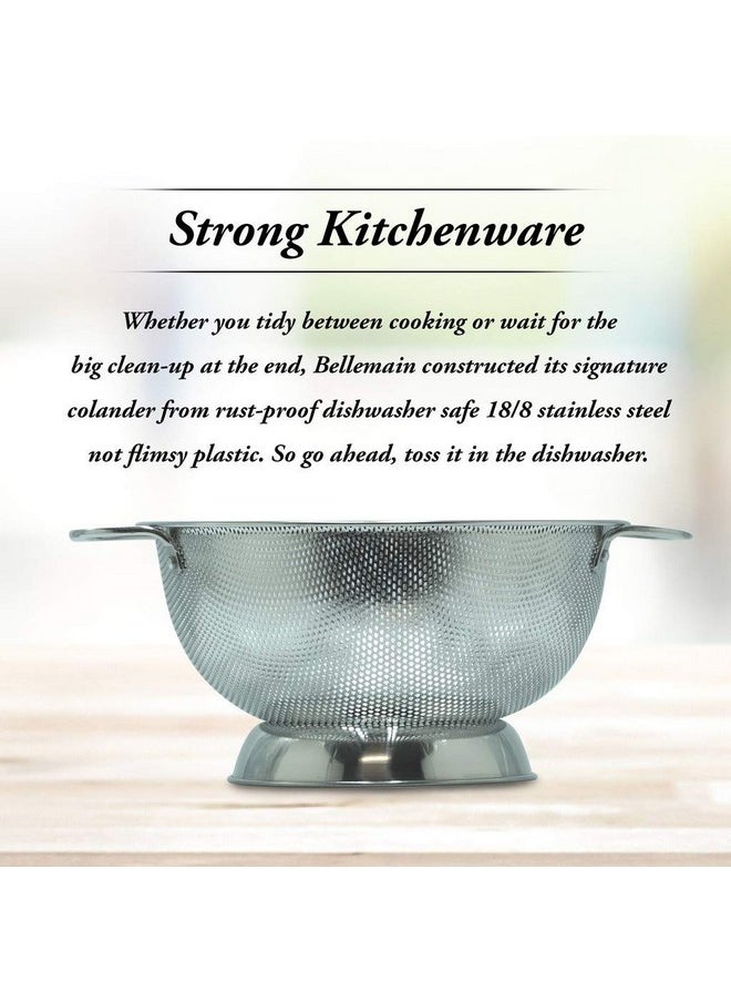 Bellemain Bellemain 3 Qt Metal Colander with Handle | Pasta, Spaghetti, Berry, Fruit, Vegetable, Kitchen Food Strainer Basket | 18/8 Stainless Steel Colander Bowl | Pot Drainer for Cooking, Sifter Strainer  - Image 2