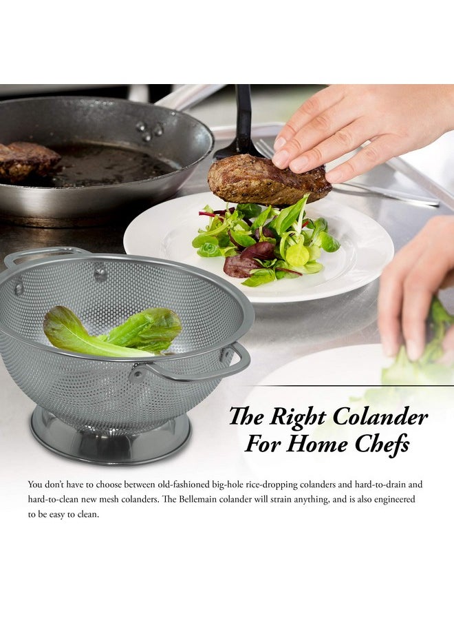 Bellemain Bellemain 3 Qt Metal Colander with Handle | Pasta, Spaghetti, Berry, Fruit, Vegetable, Kitchen Food Strainer Basket | 18/8 Stainless Steel Colander Bowl | Pot Drainer for Cooking, Sifter Strainer  - Image 3